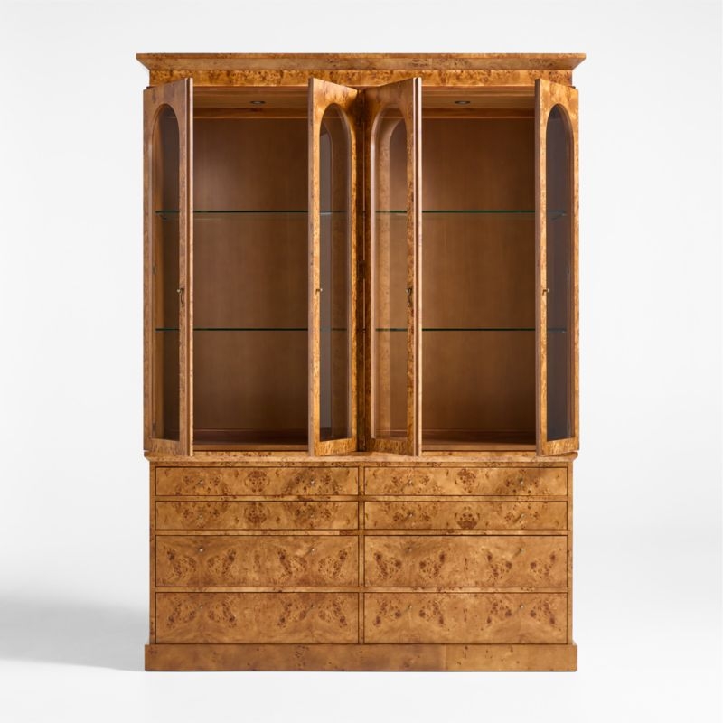 Maison Burl Wood Display Storage Cabinet with Light - Image 3