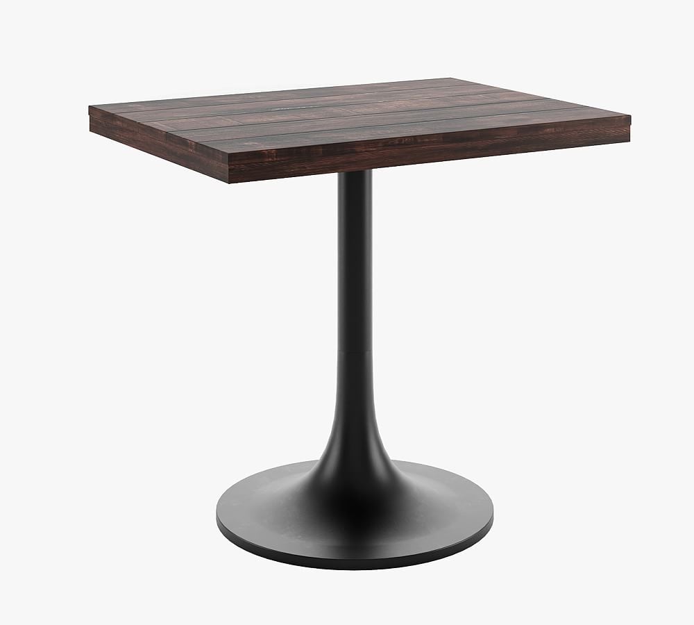 24"x32" Rectangle Pedestal Dining Table, Rustic Mahogany Wood Top, Tulip Base - Image 0