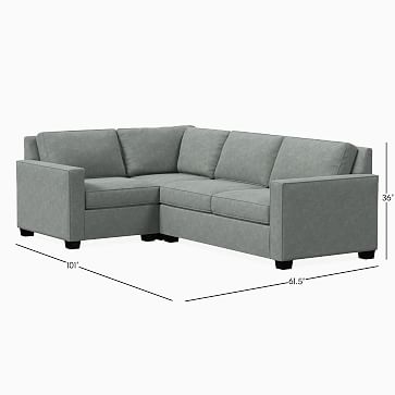 Henry Sectional Set 02: Corner, Left Arm Loveseat, Right Arm Chair, Twill, Gravel, Chocolate, Poly - Image 2