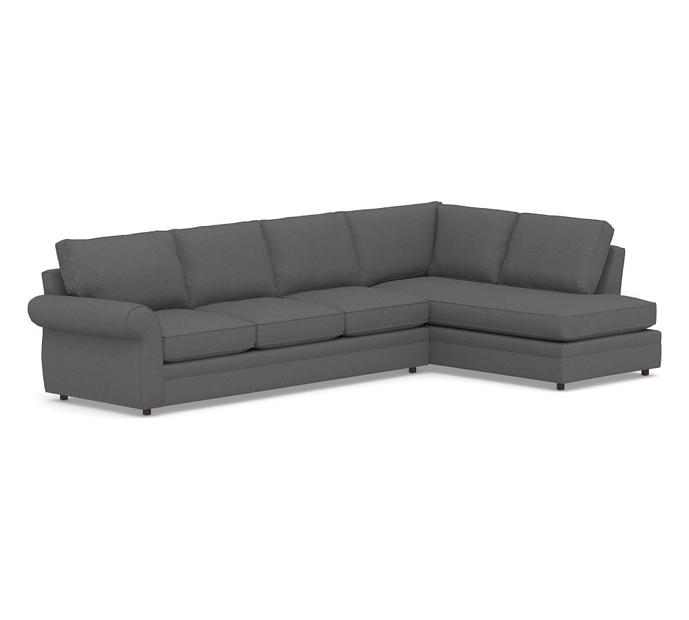 Pearce Roll Arm Upholstered Left Sofa Return Bumper Sectional, Down Blend Wrapped Cushions, Park Weave Charcoal - Image 0