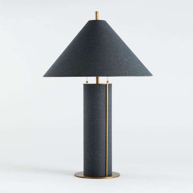 Remi Blue Linen Table Lamp - Image 0