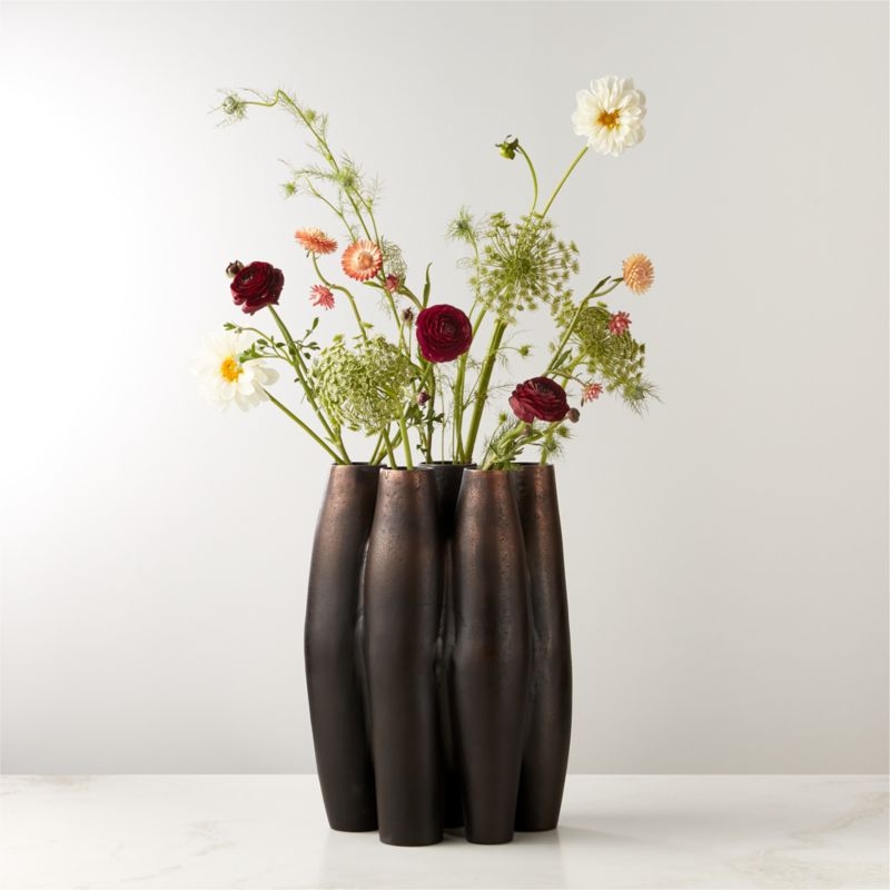 Randa Bronze Blackened Cast Aluminum Vase - Image 1