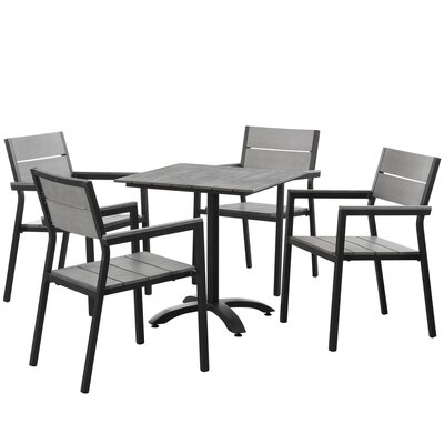 Malathi Modern Grey And Brown 5 Piece Outdoor Patio Bistro Set - Image 0