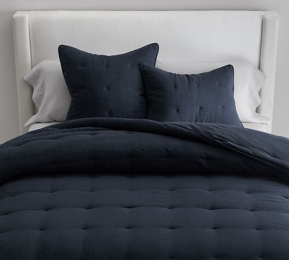 Midnight Belgian Flax Linen Comforter, King/Cal. King - Image 0