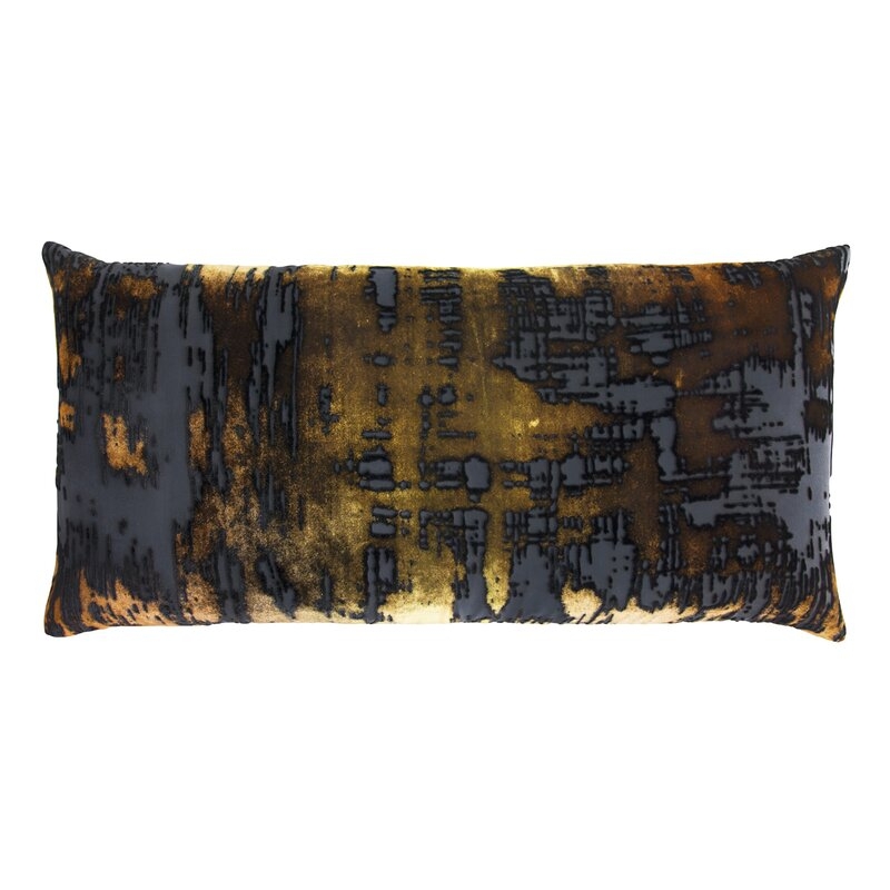 Brushstroke Down Abstract Lumbar Pillow Color: Copper Ivy - Image 0