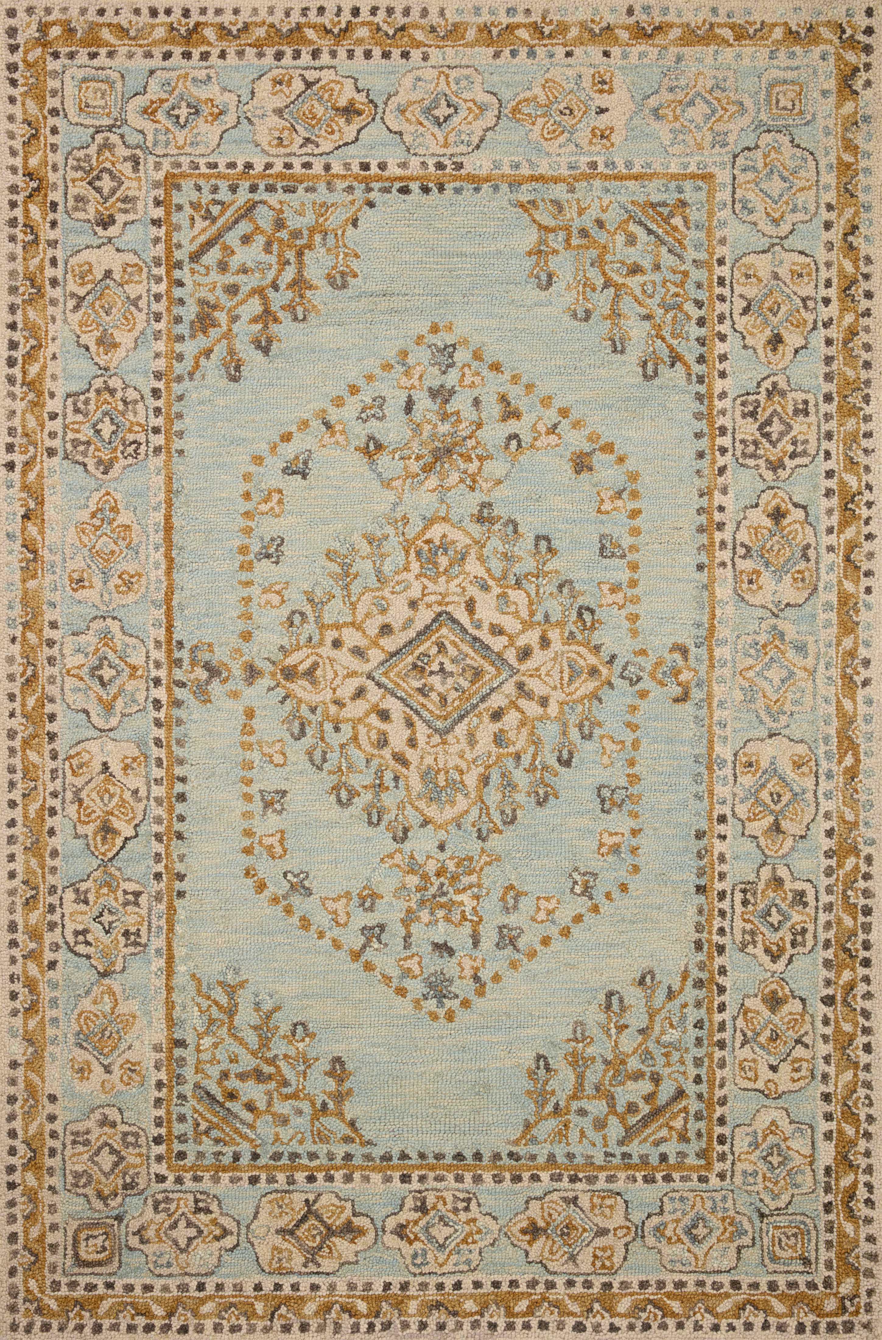 Magnolia Home by Joanna Gaines x Loloi Laura LAR-01 Sky / Gold 18" x 18" Sample - Image 0