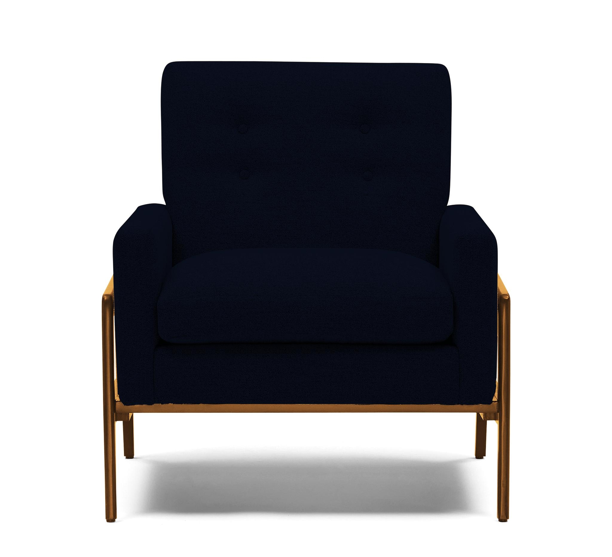 Blue Clyde Mid Century Modern Chair - Bentley Indigo - Mocha - Image 0