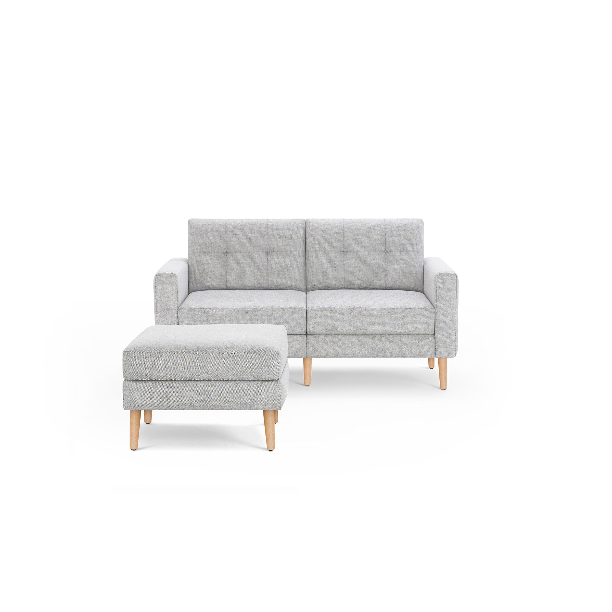 Nomad Loveseat with Ottoman - Crushed Gravel - Performance Chenille / Oak - Wood / Block - Image 0