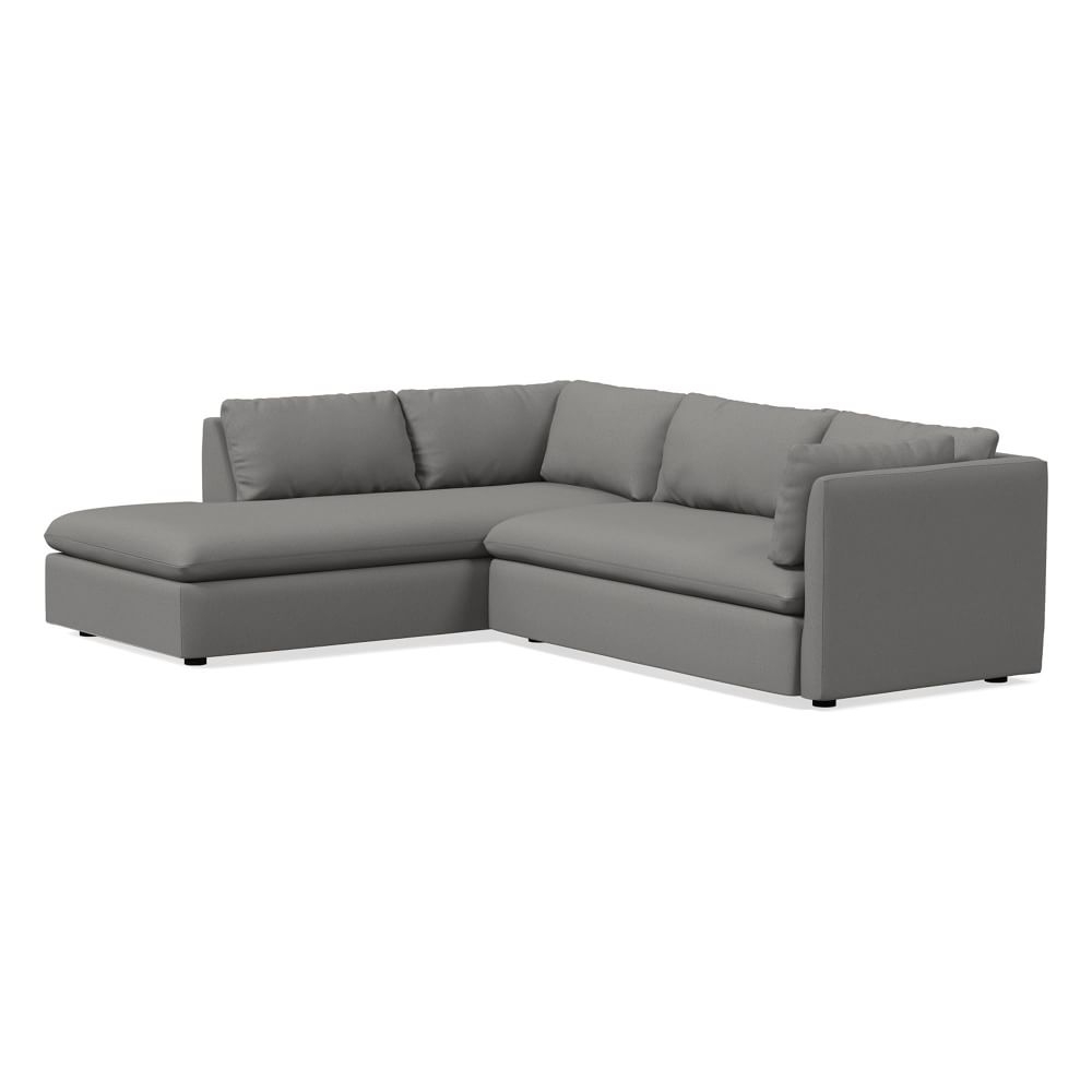 Shelter 106" Left 2-Piece Bumper Chaise Sectional, Performance Washed Canvas, Storm Gray - Image 0