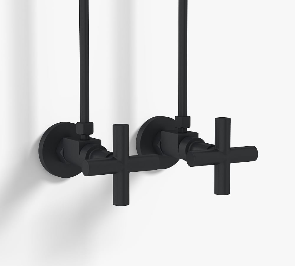 Matte Black Modern 1/2" Cross Handle Lavatory Compression Kit - Image 0