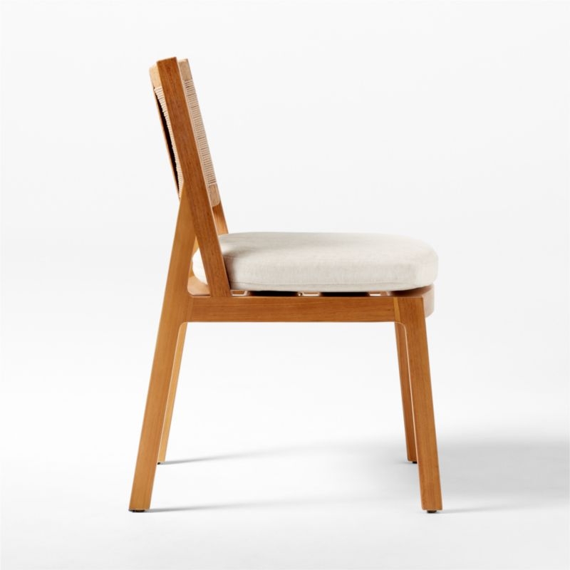Roc Teak and Rattan Dining Chair with Ivory Sunbrella® Cushion - Image 4