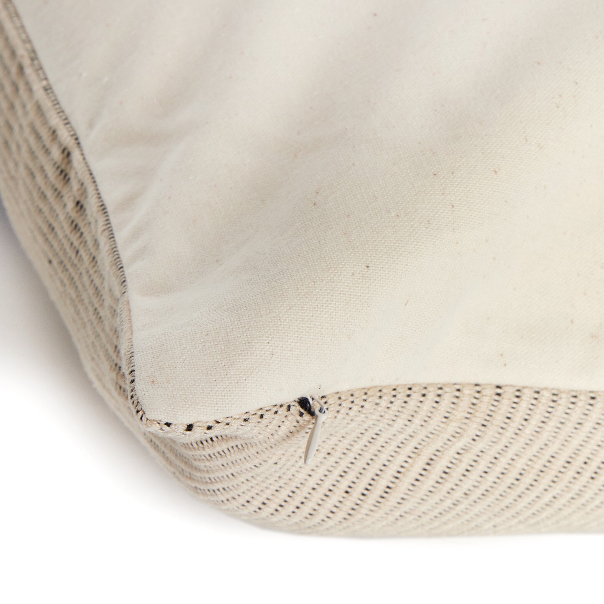 Handwoven Merido Pillow - Black - Beige Cotton - Image 5