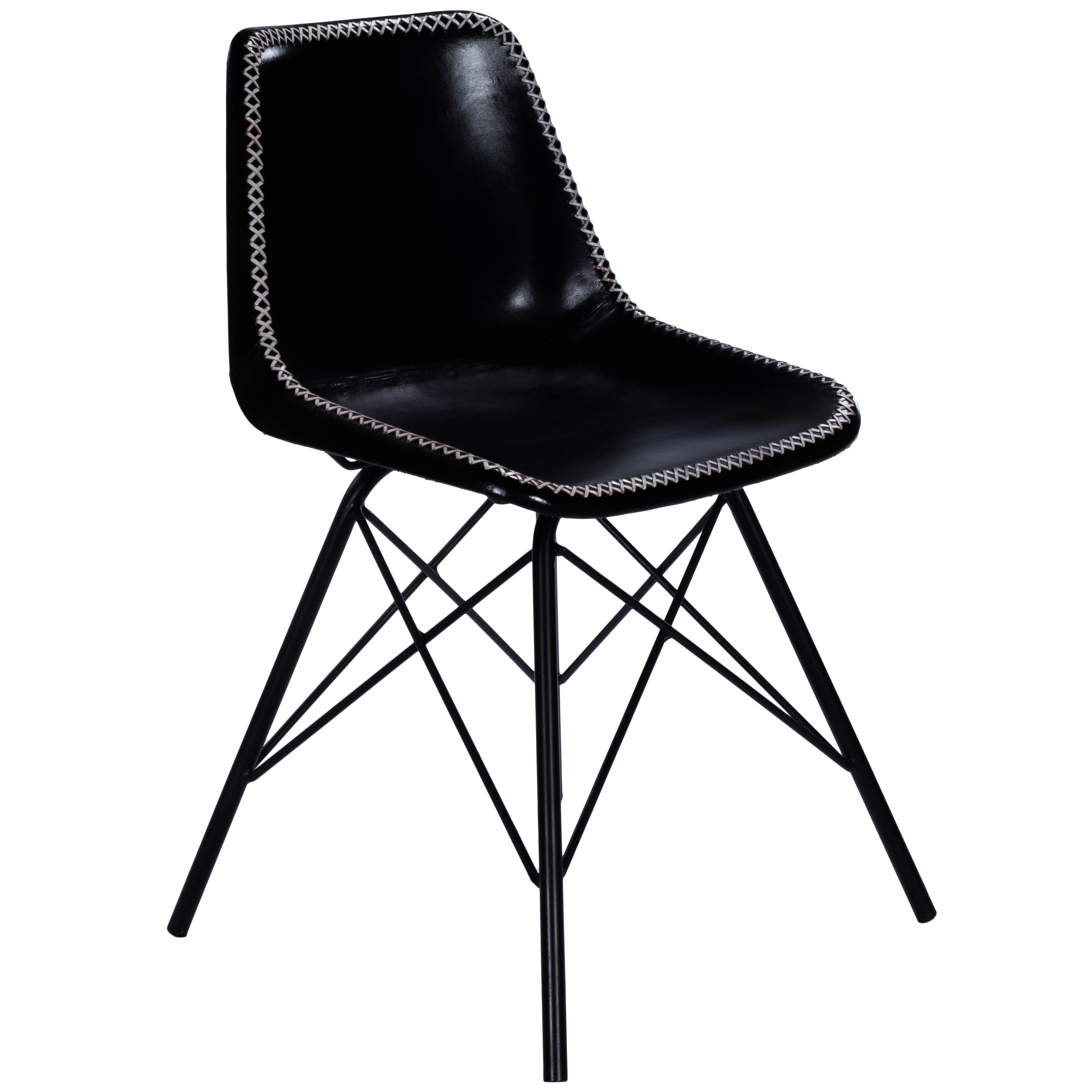 Inland Black Leather Side Chair - Image 0