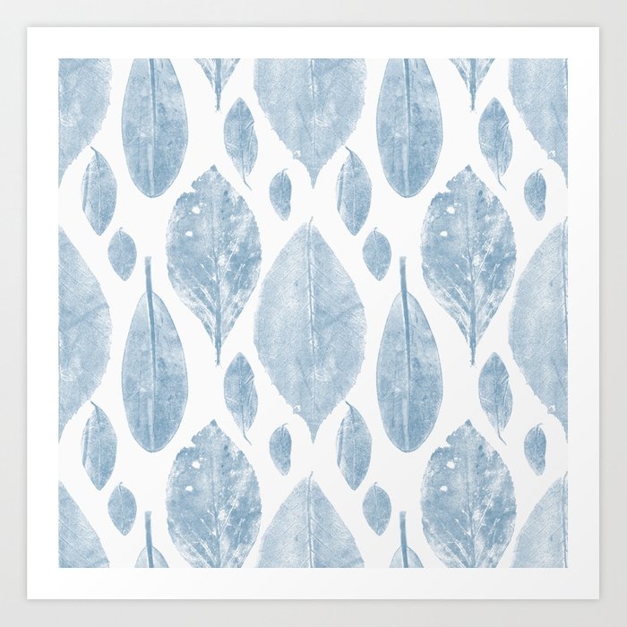 Leaf Litter In Light Blue Art Print by House Of Haha - Medium - Image 0