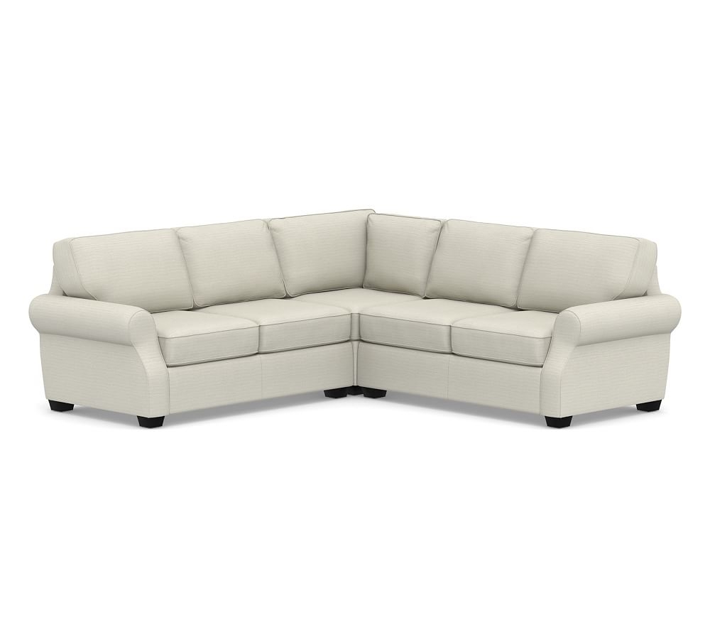 SoMa Fremont Roll Arm Upholstered 3-Piece L-Shaped Corner Sectional, Polyester Wrapped Cushions, Premium Performance Basketweave Pebble - Image 0