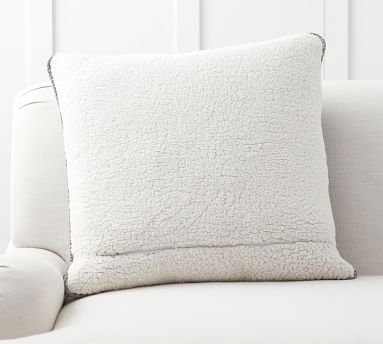 Thermal Knit Sherpa Back Pillow Cover, 24", Heathered Charcoal - Image 2
