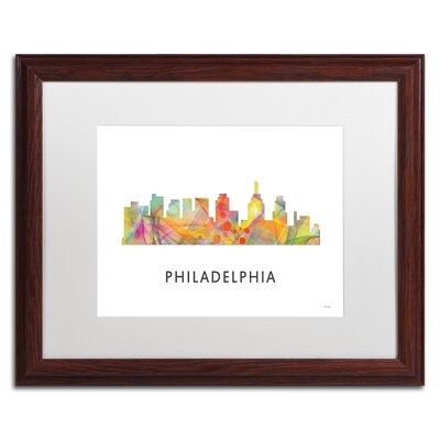 Philadelphia Skyline WB-1 by Marlene Watson - Picture Frame Graphic Art on Canvas - Image 0