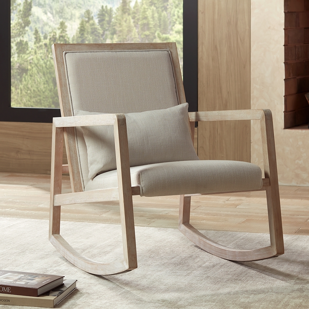 Ava Light Cream and Wash Wood Modern Rocking Chair - Image 0