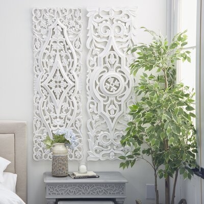 2 Piece Handcarved Carved Wood Wall Décor Set - Image 0