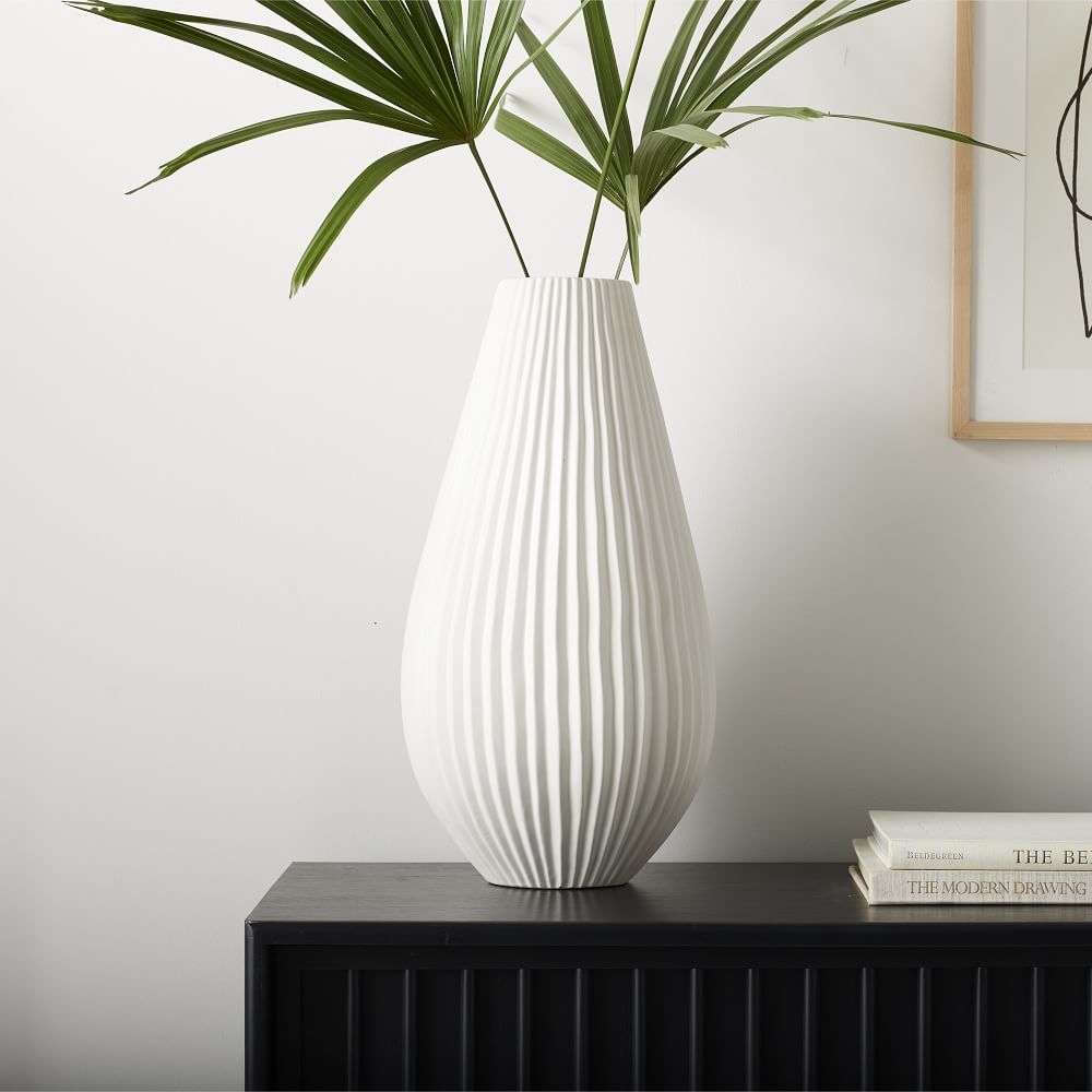 Sanibel Textured Vase, White, Extra Large Tapered - Image 0
