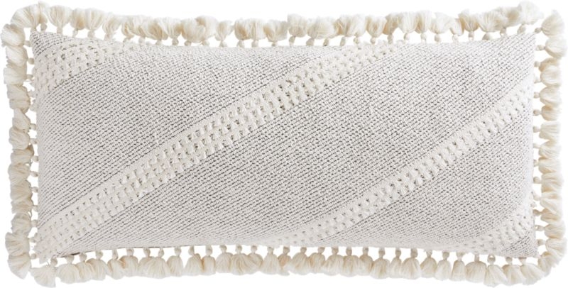 Liana White Tassel Pillow with Down-Alternative Insert - Image 2
