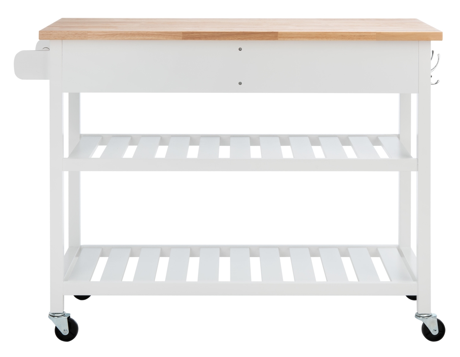 Kiko 2 Drawer 2 Shelf Kitchen Cart - White / Natural - Safavieh - Image 8