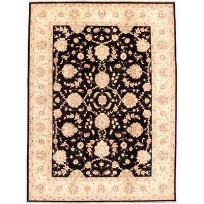 One-of-a-Kind Gustavs Hand-Knotted New Age 8'2" x 11'3" Wool Area Rug in Black/Cream - Image 0