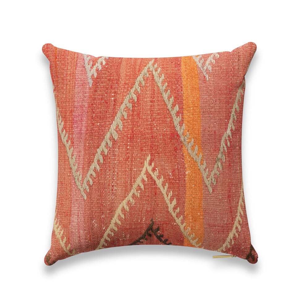Rouge Chevron Kilim Pillow by St. Frank | Orange | 26" W x 26" H | Linen - Image 3