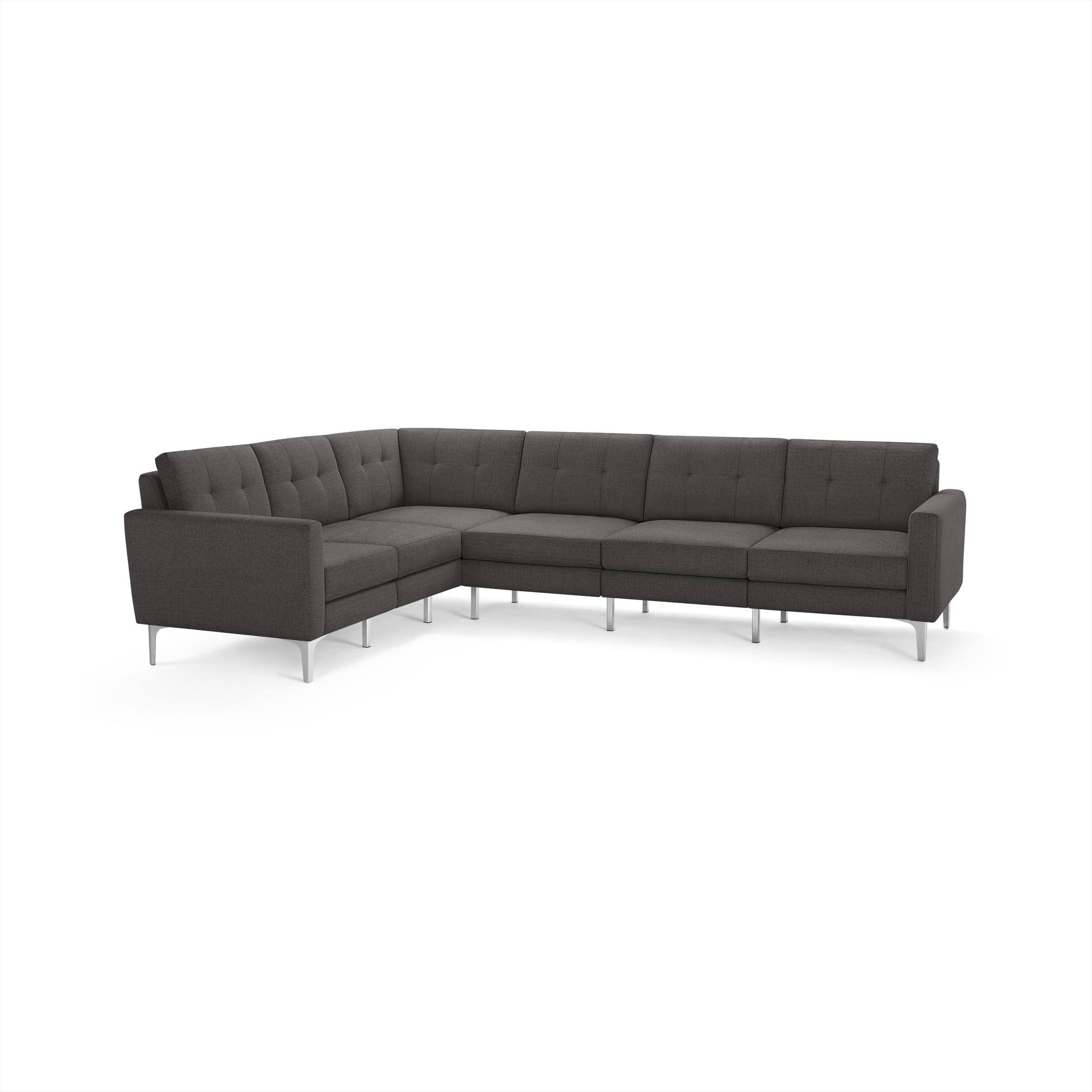 Nomad 6-Seat Corner Sectional - Heather Charcoal - Performance Chenille / Chrome - Metal / Block - Image 0