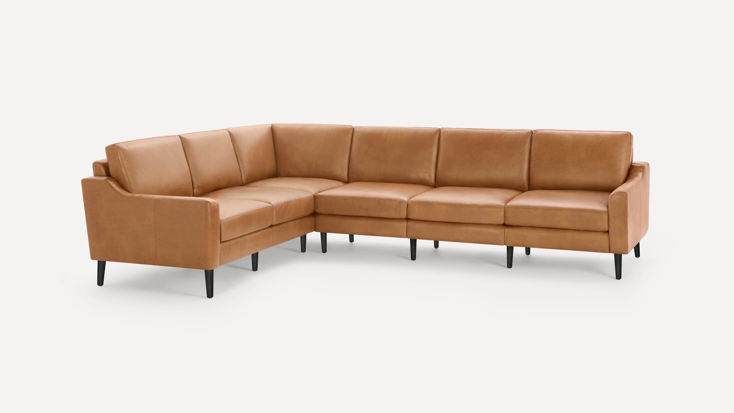 Nomad Leather 6-Seat Corner Sectional - Camel - Top Grain Leather / Black - Metal / Block - Image 10