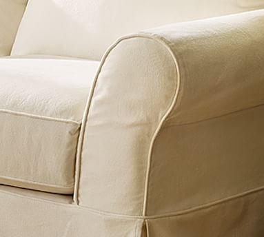 PB Comfort Roll Arm Slipcovered Armchair 39", Box Edge Down Blend Wrapped Cushions, Performance Boucle Oatmeal - Image 2