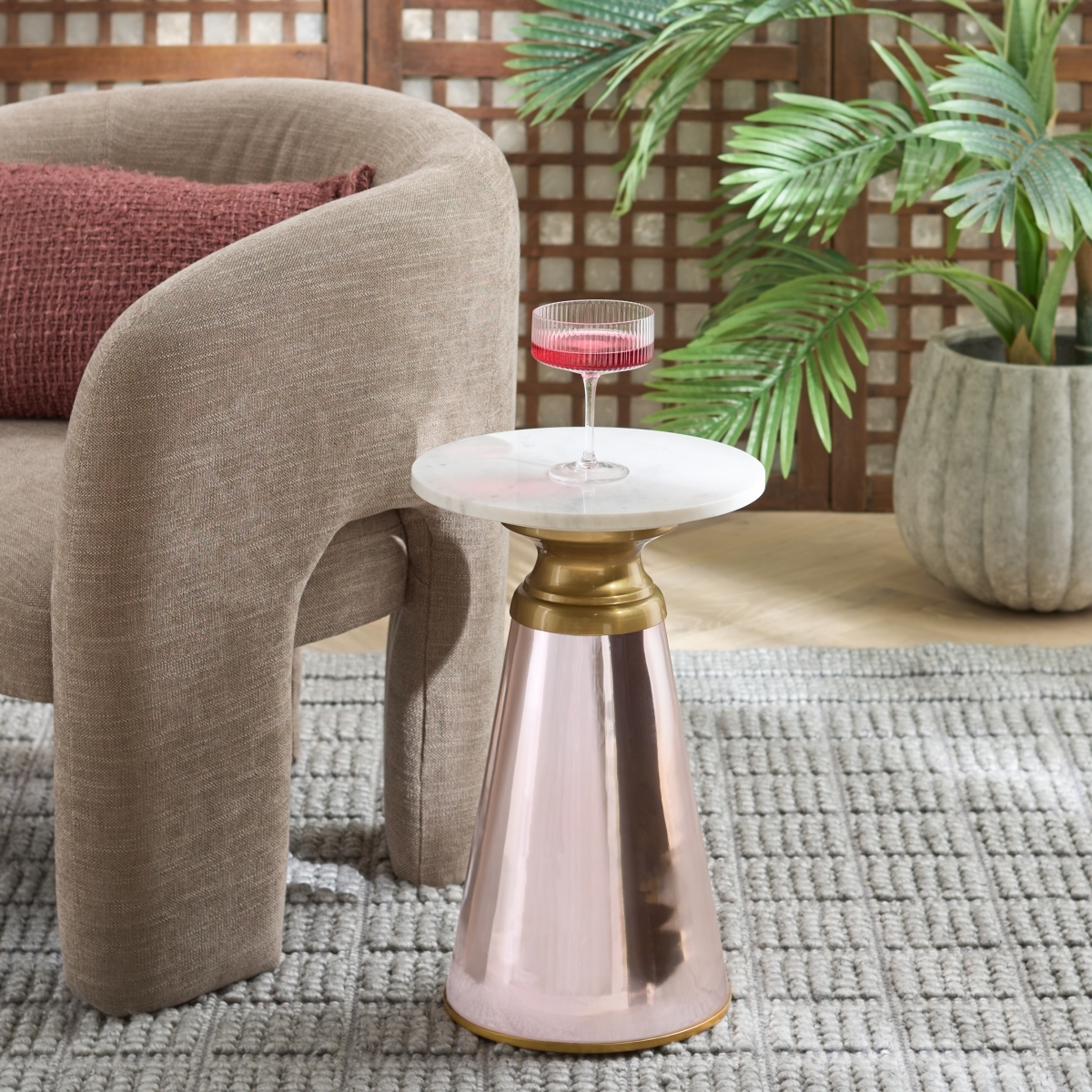 Guido Side Table - Pink / White - Image 1