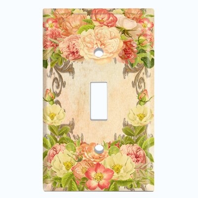 Metal Light Switch Plate Outlet Cover (Pink Rose Frame 1 - Single Toggle) - Image 0
