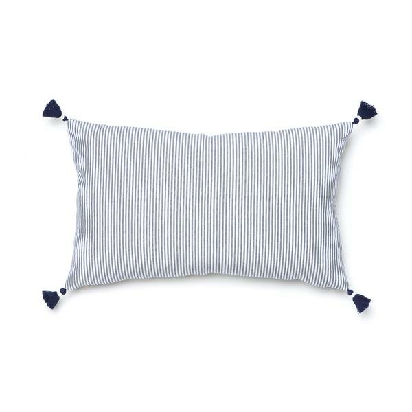 Caitlin Wilson Design French Stripe Cotton Throw Pillow Color: Navy - Image 0
