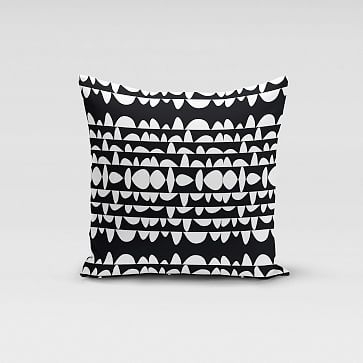 Rochelle Porter Design Kobo Velvet Pillow Cover, Velvet & Linen, Black & White, 18"x18" - Image 1