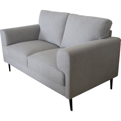 Loveseat With Fabric Upholstery And Sleek Metal Legs, Gray - Image 0