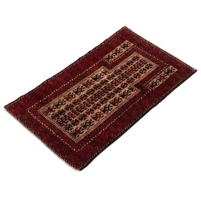 One-of-a-Kind Oliveris Hand-Knotted New Age 2'10" x 4'5" Wool Area Rug in Dark Red - Image 0