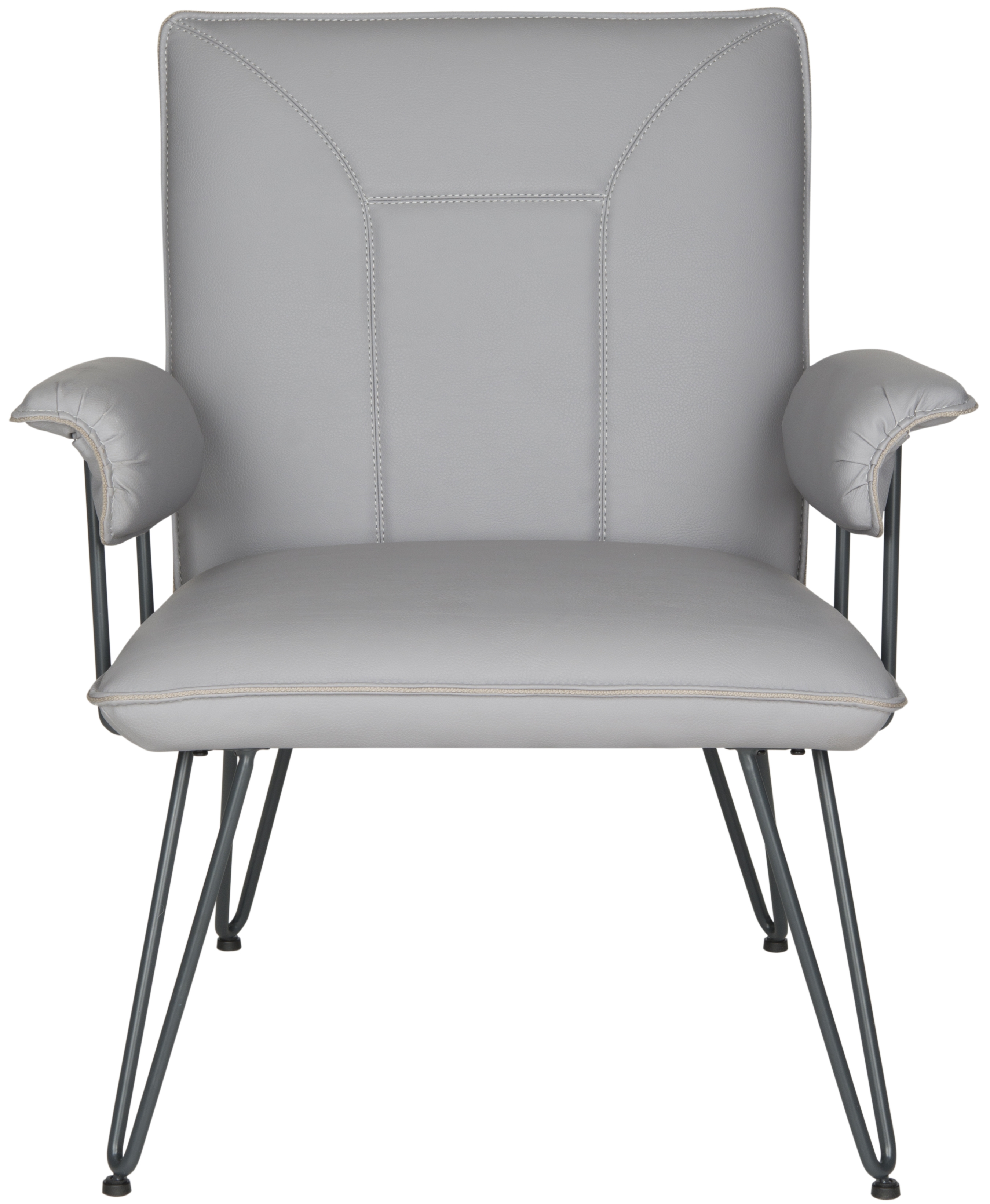 Johannes 17.3"H Mid Century Modern Leather Arm Chair - Grey/Black - Arlo Home - Image 0