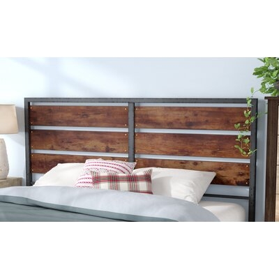 Abril Metal and Wood Plank Queen Slat Headboard - Image 0