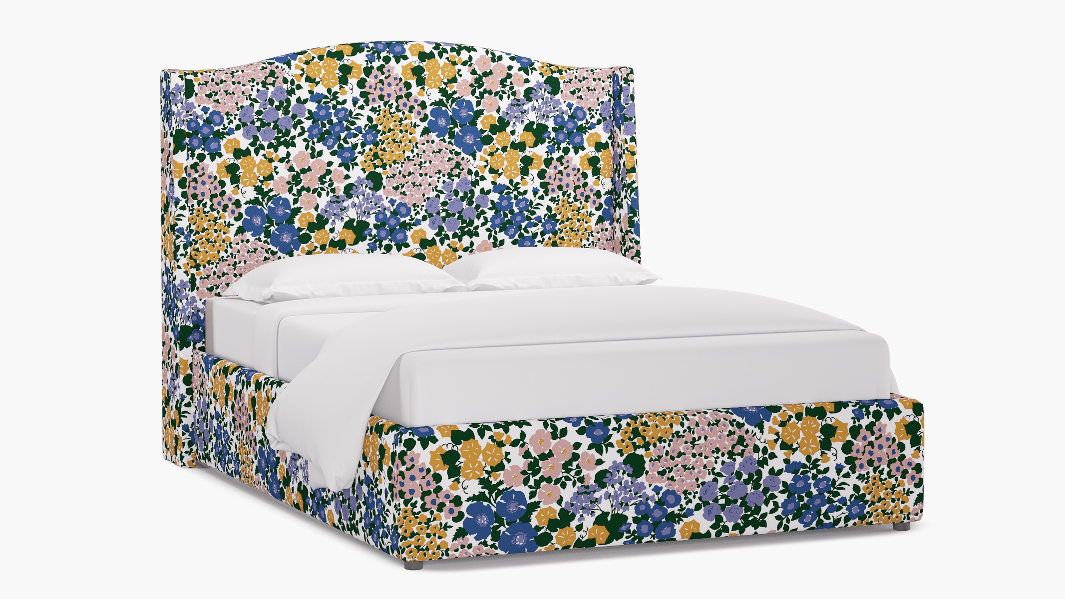 Curved Wingback Bed, Lavender Million Flowers, Twin - Image 1