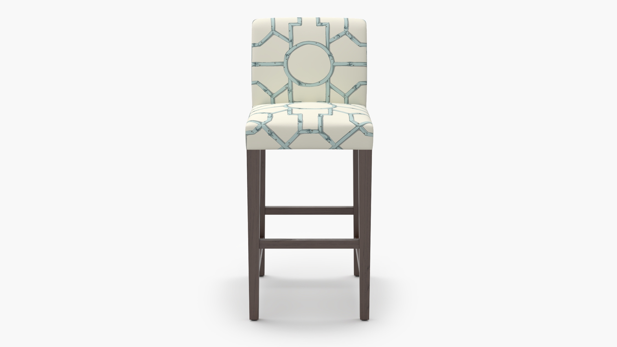 Signature Dining Bar Stool, Blue Baldwin Bamboo, Espresso Square Tapered Leg - Image 0