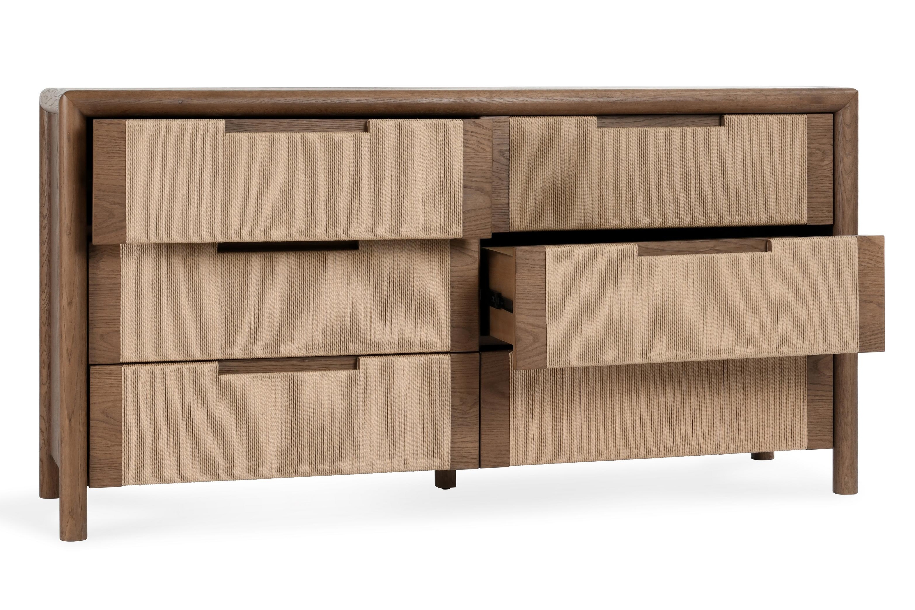 Corda Oak Wood 6Dwr Dresser Brown/Natural - Image 3