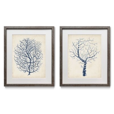 Indigo Coral I - 2 Piece Picture Frame Painting Print Set on Paper - Image 0