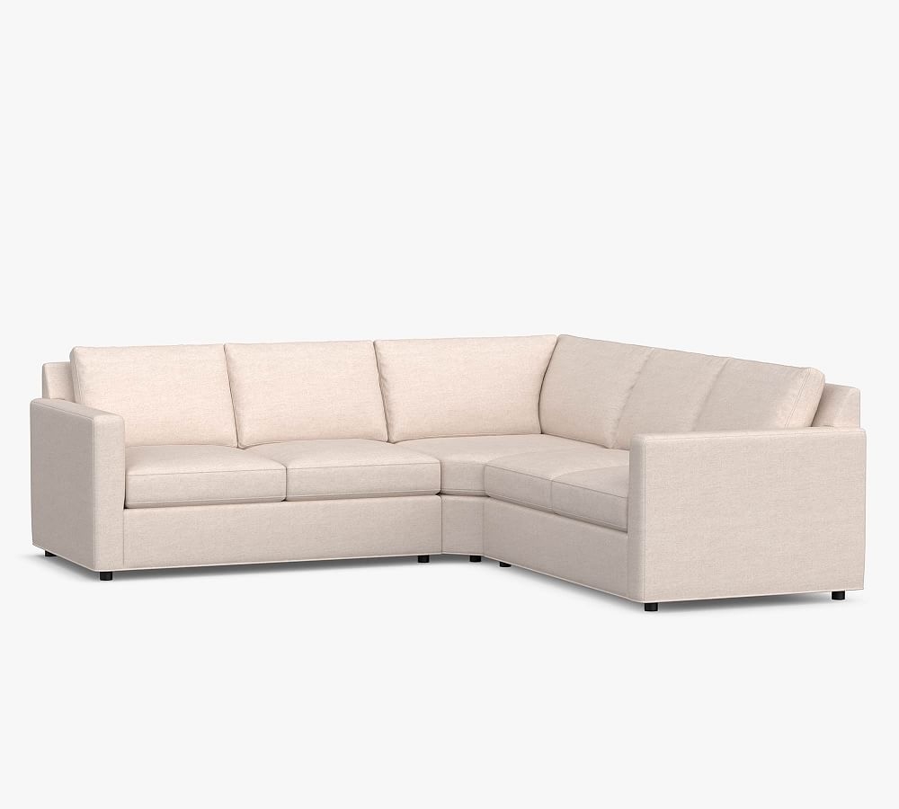 Sanford Square Arm Upholstered 3-Piece L-Shaped Wedge Sectional, Polyester Wrapped Cushions, Performance Heathered Basketweave Platinum - Image 1