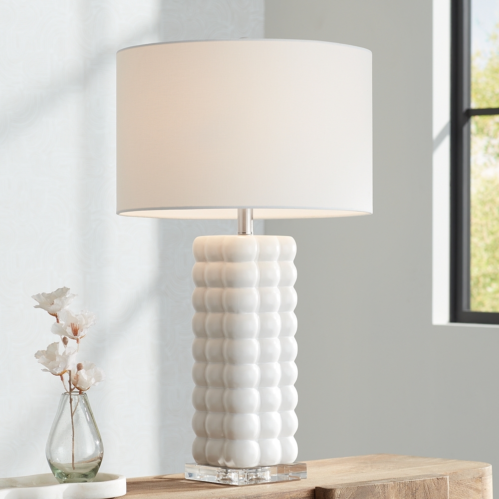 360 Lighting Norma 28" High Textured Bubble White Ceramic Table Lamp - Image 0