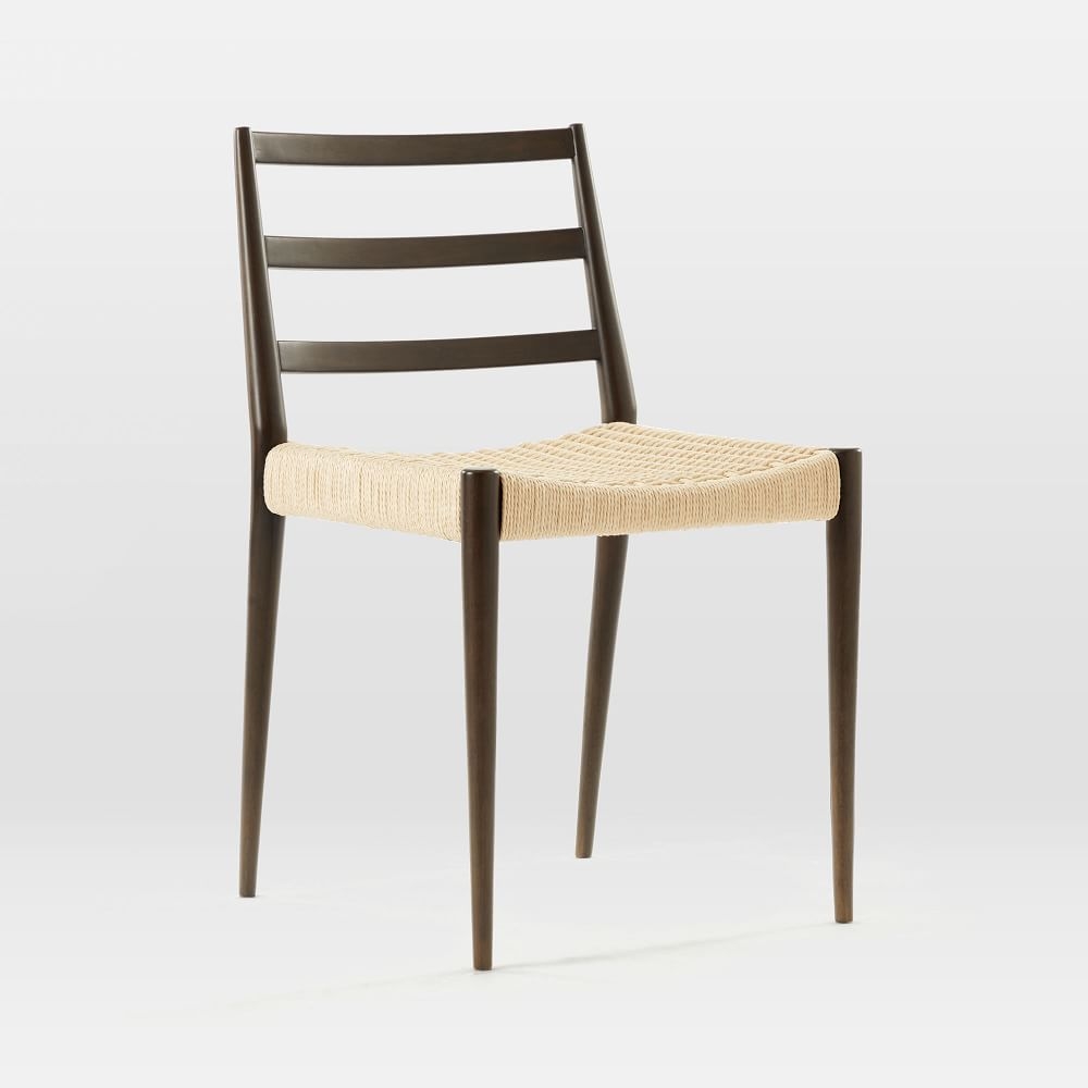 Holland Woven Dining Chair, Cord, Dark Mineral, Wood Legs - Image 0