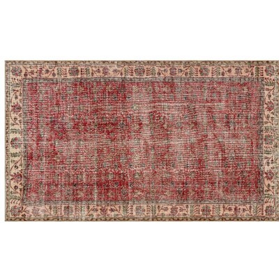 One-of-a-Kind Alloro Hand-Knotted 1960s Turkish Red/Beige 5'5" x 9'1" Area Rug - Image 0