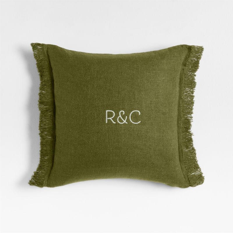 Casual Textured Fringe 23x23 Cyprus Green Throw Pillow with Feather Insert - Image 3