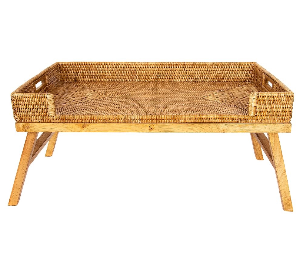 Tava Rattan Serving Tray with Stand - Honey - Image 0
