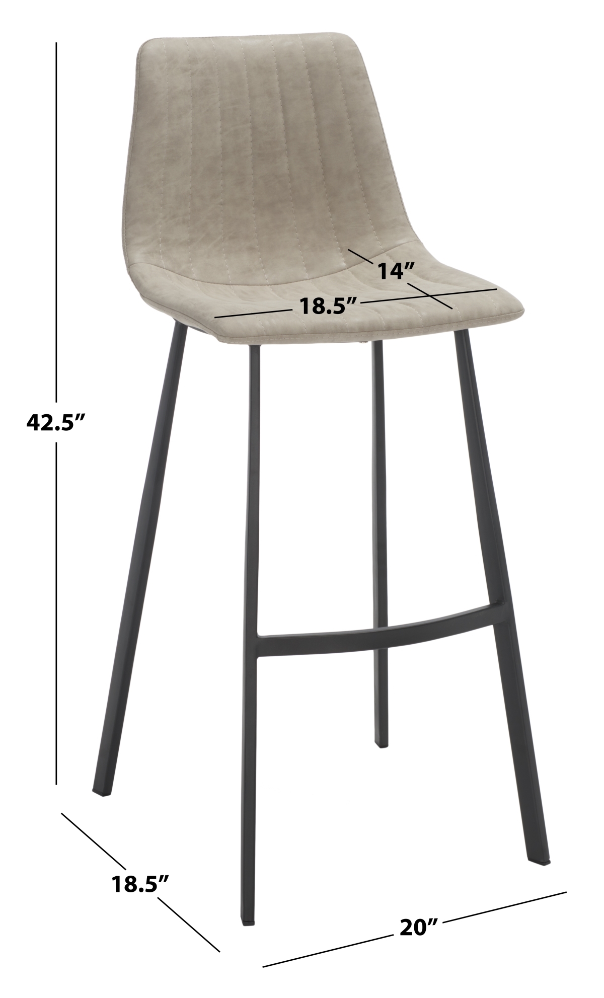 Rhyatte Bar Stool - Stone / Black - Safavieh - Image 8
